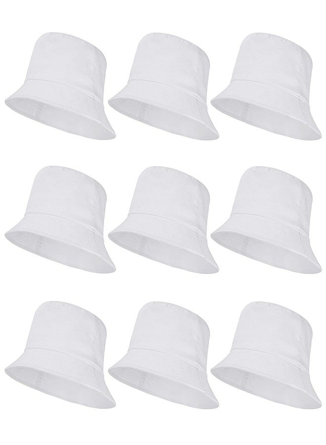 Umeepar Women Men Bucket Hat Unisex Packable Cotton Sun Hat Plain Colors 9 Pack (9 Pack White) - Image 1